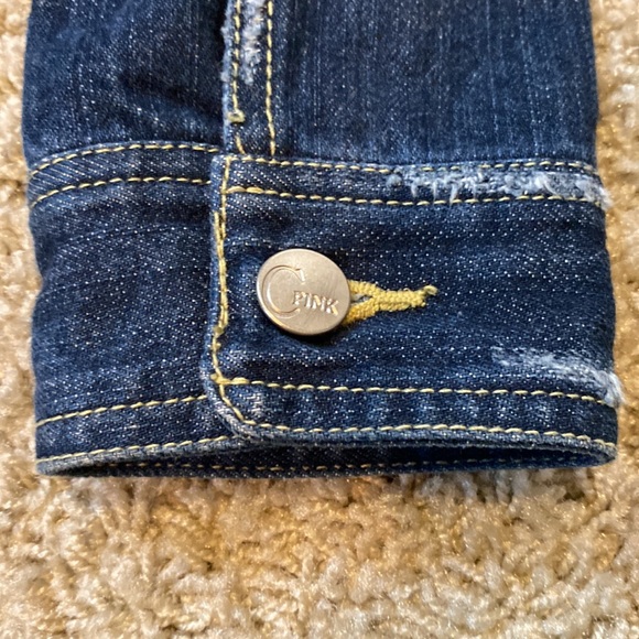 Ladies jacket… distressed denim, cropped jacket. Wings and cross on back. Sz M - Picture 6 of 9